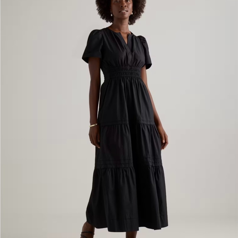 Quince Organic Cotton Poplin Tiered Maxi Dress